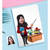 BK Kişiye Özel Tesettürlü Bayan Öğretmen Karikatürlü Defter-1