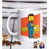 BK Kişiye Özel The Simpsons Baba Kız Figürlü Beyaz Kupa Bardak-2