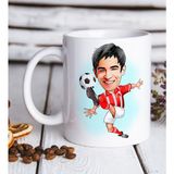 BK Kişiye Özel Türkiye Milli Takım Formalı Futbolcu Karikatürlü Beyaz Kupa Bardak