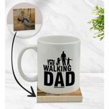 BK Kişiye Özel Walking Dad Tasarımlı Beyaz Kupa Bardak ve Ahşap Bardak Altlığı Hediye Seti - Model 2