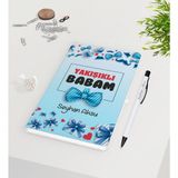 BK Kişiye Özel Yakışıklı Babam Tasarımlı Beyaz Defter Kalem Seti - Model 1