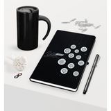 BK Kişiye Özel Yılbaşı Mutlu Yıllar Temalı Siyah Defter Kalem Termos Mug Seti - 10 - Metal