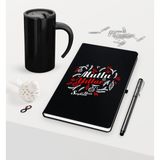 BK Kişiye Özel Yılbaşı Mutlu Yıllar Temalı Siyah Defter Kalem Termos Mug Seti - 6 - Siyah - Beyaz