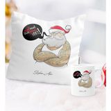 BK Kişiye Özel Yılbaşı Noel Baba Temalı Yastık Kupa Seti - 4 - Beyaz