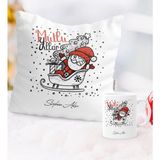 BK Kişiye Özel Yılbaşı Noel Baba Temalı Yastık Kupa Seti - 5 - Beyaz