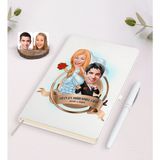 BK Kişiye Özel Yılın En Mükemmel Çifti Karikatürlü Beyaz Defter ve Kalem Hediye Seti-67