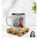 BK Model 1 Kadın Nihayetinde Karikatürlü Siyah Beyaz Kupa Bardak