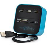 BK Teknoloji 3 Port USB 2.0 Çoklayıcı Hub + Çoklu Kart Okuyucu (Mavi)