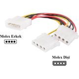 BK Teknoloji 4 Pin Molex Power Çoklayıcı 1 Giriş 2 Çıkış - 2 Adet
