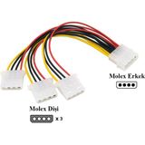 BK Teknoloji 4 Pin Molex Power Çoklayıcı 1 Giriş 3 Çıkış - 2 Adet