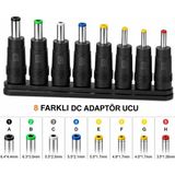 BK Teknoloji 8'li Dc Güç Adaptör Uç Seti 5.5x2.1mm Dişi - Notebook Adaptör Dönüştürücü Fiş Seti