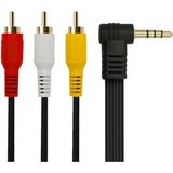 BK Teknoloji 90 Derece Açılı 3.5 mm Stereo Erkek - 3 Rca Erkek Uydu Alıcısı Av Kablo