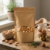 Bkb Ambalaj Kraft Pencereli Doypack Kilitli Ambalaj Ayakta Duran Gıda Poşeti - 16x27 cm - 200 Adet
