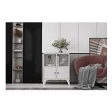 BKConcept KNS-1246-Ç Ayaklı İki Kapaklı Raflı Beyaz Çıtasız Konsol