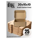 bkistanbul 20x10x10 cm E-Ticaret Kargo Kutusu 25 Adet Kilitli Kraft Kutu 25'li