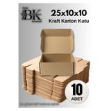 bkistanbul 25x10x10 cm E-Ticaret Kargo Kutusu 10 Adet Kilitli Kraft Kutu 10'lu
