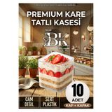 bkistanbul Kare Kapaklı 10 Adet Şeffaf Sert Plastik Mika Tatlı ve Sunum Kabı 10'lu Moderna Kase
