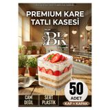 bkistanbul Kare Kapaklı 50 Adet Şeffaf Sert Plastik Mika Tatlı ve Sunum Kabı 50'lu