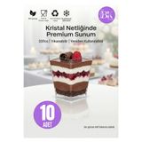 bkistanbul Prizma Mini Tatlı Kabı 10 Adet Şeffaf Plastik Sunum Kupası Tatlı, Magnolya, Puding İçin 10'lu Kap