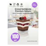 bkistanbul Prizma Mini Tatlı Kabı 100 Adet Şeffaf Plastik Sunum Kupası Tatlı, Magnolya, Puding İçin 100'lü Kap