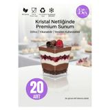 bkistanbul Prizma Mini Tatlı Kabı 20 Adet Şeffaf Plastik Sunum Kupası Tatlı, Magnolya, Puding İçin 20'li Kap