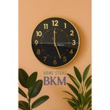 BKM HOME STORE Galaxy 717-A-3 Serisi Klasik Rakamlı Metal Görünümlü Sessiz Akar Moder Duvar Saati 40cm