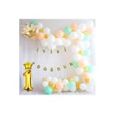 Bkmc 1 Yaş Beyaz Somon Yeşil Makaron Zincir Balon Seti bmcNM356