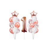 Bkmc 1 Yaş Roze Gold Folyo Balon Şeffaf Balon Seti Doğum Günü Parti Seti bmcNM1028