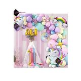 Bkmc 1 Yaş ve 3 harfli Gökkuşağı Konsepti Unicorn Temalı Makaron Balon Doğum Günü Parti Kutlama Seti bmcNM354