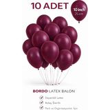 Bkmc 10 Adet Latex Balon 10 Inç Parti Balonu Doğum Günü Süsleme Balonu - Bordo