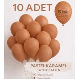 Bkmc 10 Adet Latex Balon 10 Inç Parti Balonu Doğum Günü Süsleme Balonu - Karamel