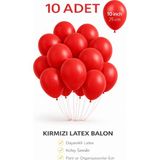 Bkmc 10 Adet Latex Balon 10 Inç Parti Balonu Doğum Günü Süsleme Balonu - Kırmızı