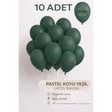 Bkmc 10 Adet Latex Balon 10 Inç Parti Balonu Doğum Günü Süsleme Balonu - Koyu Yeşil