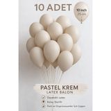 Bkmc 10 Adet Latex Balon 10 Inç Parti Balonu Doğum Günü Süsleme Balonu - Krem