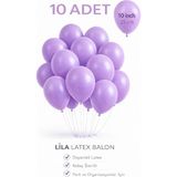 Bkmc 10 Adet Latex Balon 10 Inç Parti Balonu Doğum Günü Süsleme Balonu - Lila