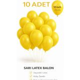 Bkmc 10 Adet Latex Balon 10 Inç Parti Balonu Doğum Günü Süsleme Balonu - Sarı