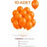 Bkmc 10 Adet Latex Balon 10 Inç Parti Balonu Doğum Günü Süsleme Balonu - Turuncu
