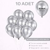 Bkmc 10 Adet Parlak Metalik Balon 10 Inç Parti Balonu Doğum Günü Süsleme - Metalik Gümüş