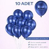 Bkmc 10 Adet Parlak Metalik Balon 10 Inç Parti Balonu Doğum Günü Süsleme - Metalik Mavi