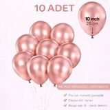 Bkmc 10 Adet Parlak Metalik Balon 10 Inç Parti Balonu Doğum Günü Süsleme - Metalik Rose Gold