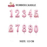 Bkmc 12 cm Pembe Pasta Üstü Rakam Mum