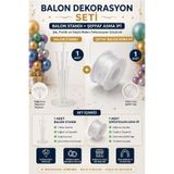 Bkmc 2'li Şeffaf Balon Standı Seti | 7 Kollu Balon Standı + 10 Metre Şeffaf Asma İpi | Doğum Günü, Baby Shower, Nişan ve Organizasyonlar İçin Parti Aksesuarı Parti Seti Süsü