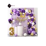 Bkmc 3 Harf İsimli 3 Yaş Macaron Mor Balon Zinciri Seti Gölge Mor Altın Balon Dekorasyon bmcNM363