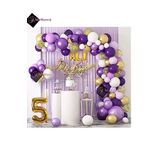 Bkmc 3 Harf İsimli 5 Yaş Macaron Mor Balon Zinciri Seti Gölge Mor Altın Balon Dekorasyon bmcNM361