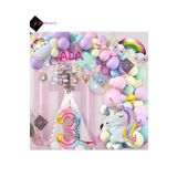 Bkmc 3 Harfli 3 Yaş Karakterli Unicorn Temalı İyi Ki Doğdun Makaron Balon Doğum Günü Parti Kutlama Seti bmcNM830