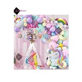 Bkmc 3 Harfli 4 Yaş Karakterli Unicorn Temalı İyi Ki Doğdun Makaron Balon Doğum Günü Parti Kutlama Seti bmcNM831
