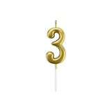 Bkmc 3 Yaş Gold Rakam Mum Altın Renk Doğum Günü Pasta Mumu 12 cm bmcNM1115