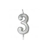 Bkmc 3 Yaş Gümüş Rakam Mum Gümüş Renk Doğum Günü Pasta Mumu 12 Cm bmcNM1117