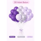 Bkmc 👉 “30 Adet Karışık Renk Balon Seti | Premium Parti, Doğum Günü ve Organizasyon Dekoru Seti Süsü - Mor - Gri