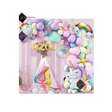 Bkmc 4 harfli 4 Yaş Gökkuşağı Konsepti Unicorn Temalı Makaron Balon Doğum Günü Parti Kutlama Seti bmcNM656